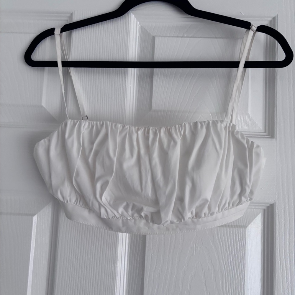 White Ruched Crop Top